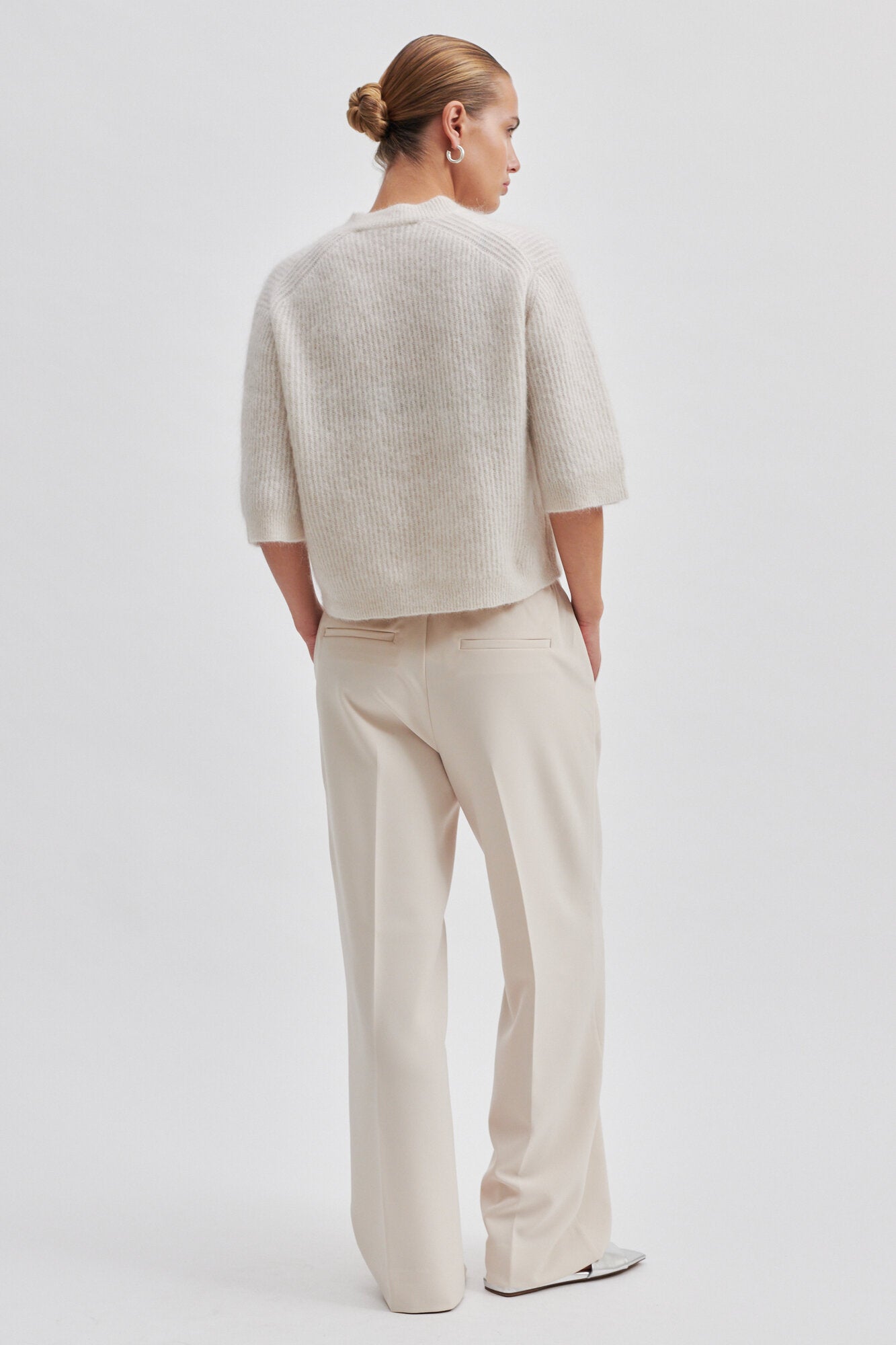 Andrea kortærmet cardigan - Pumice Stone